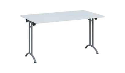 SLA 140 lak skládací jednací stůl 1394x800, deska 25 mm, podnož stříbrný lak, deska bílá